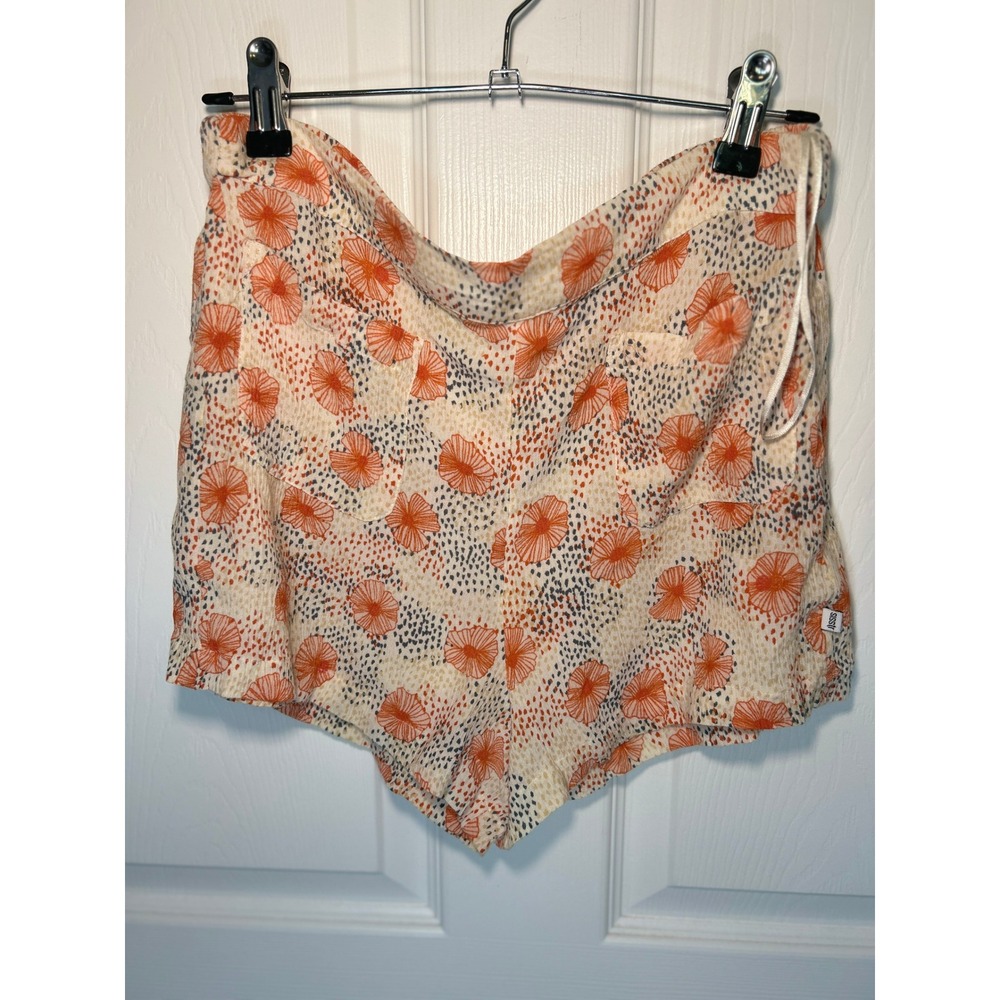 Sisstrevolution Floral Textured Shorts Orange Cream Summer Beach Medium